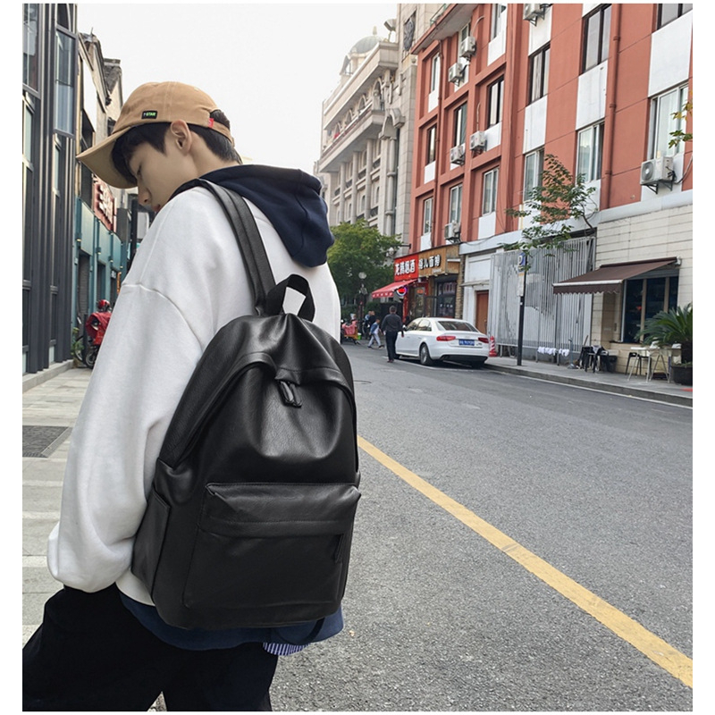 FARSA LILO - Ransel Wanita kulit pu Warna Solid Tahan Air Kualitas Tinggi Ransel perjalanan Gaya Sek