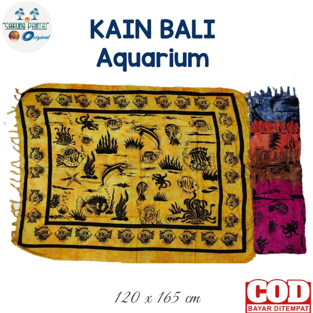 Kain pantai motif aquarium - kain bali - kain pantai bali - sarung pantai - sarung pantai bali