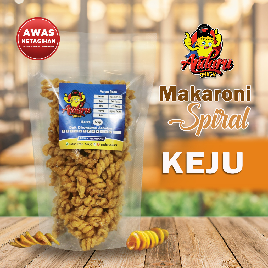 

Cemilan Nikmat Makaroni Spiral Andaru Snack Crispy Nikmat - Rasa Keju