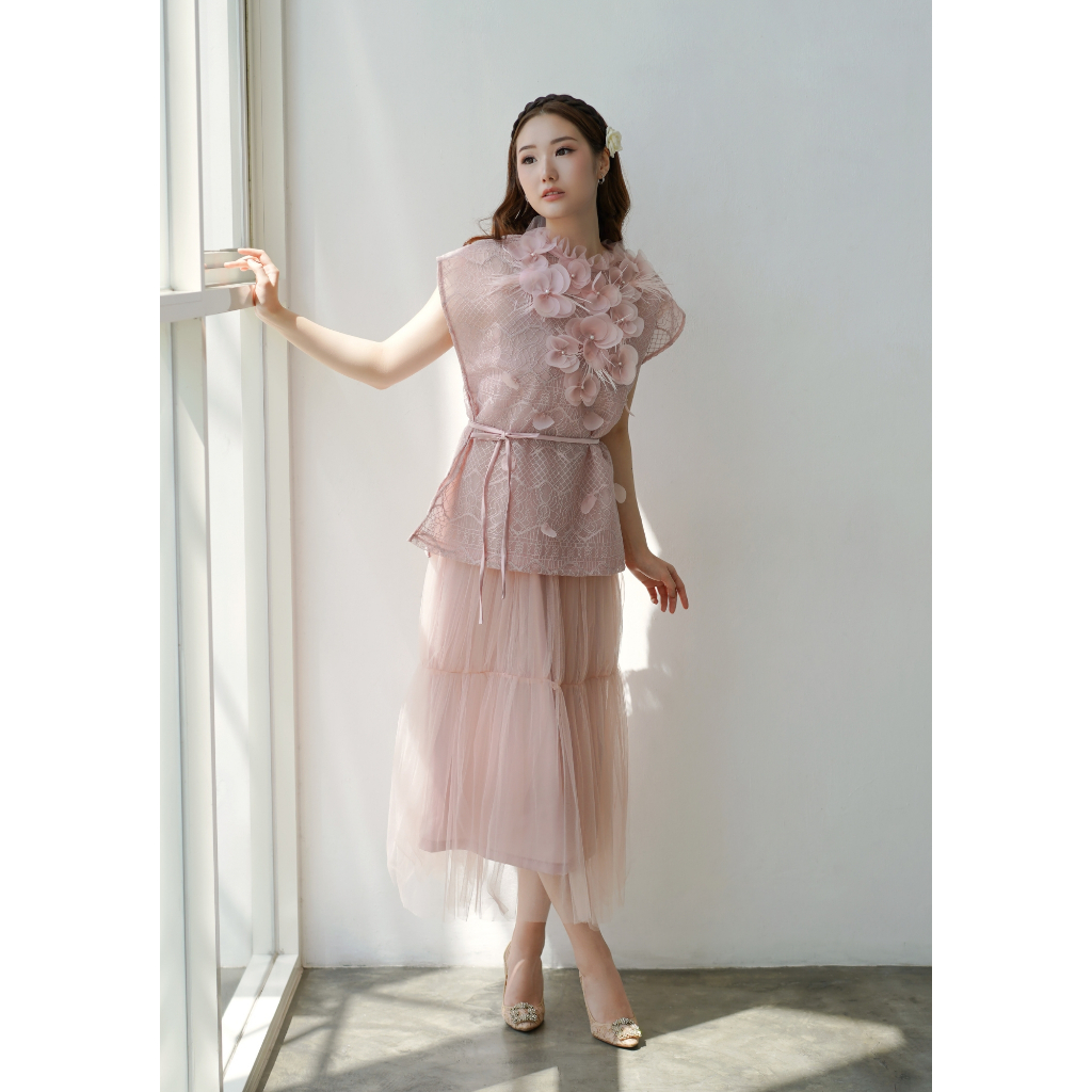 ROSETTE DRESS - PARTY DRESS / DRESS TILLE / CUSTOM DRESS PESTA / BAJU PESTA / ROSE GOLD DRESS / ORGA