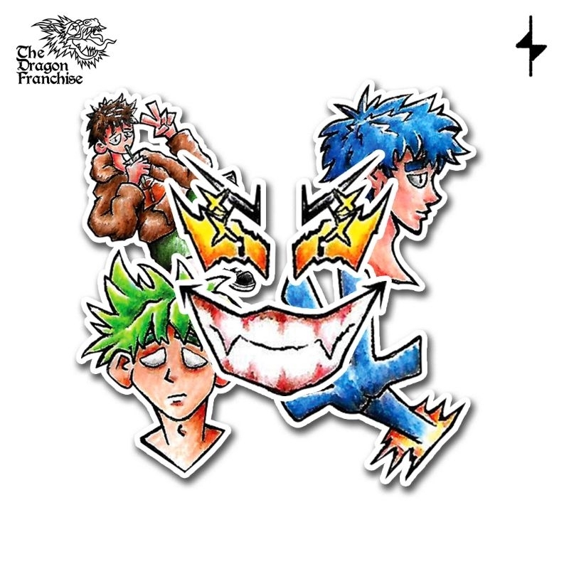 

5 pcs A6 "Green Blue" Hand Drawing Vinyl Stickers