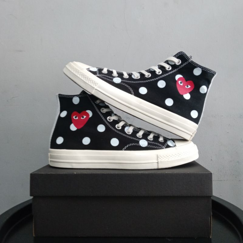 Sepatu Converse Chuck Taylor 70s x CDG Play Polkadot High Size 42.5