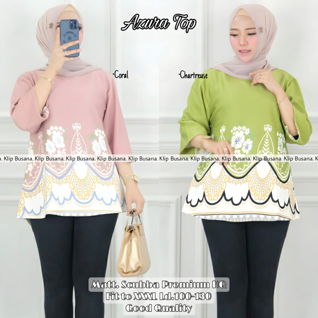 Atasan Wanita Kekinian Blouse Bunga Wanita Azura KlipBusana ld 100 110 120 130 Atasan Jumbo Wanita T