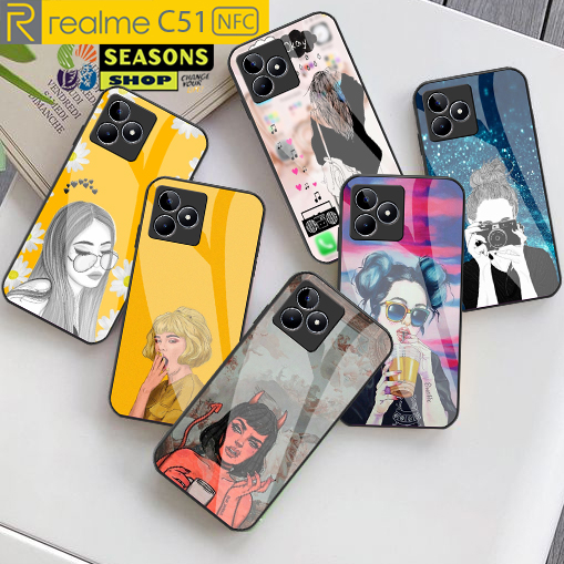 Softcase Glass Case Realme C51 NFC Terbaru - Softcase kaca Realme C51 - Softcase Glass Glitter Realm