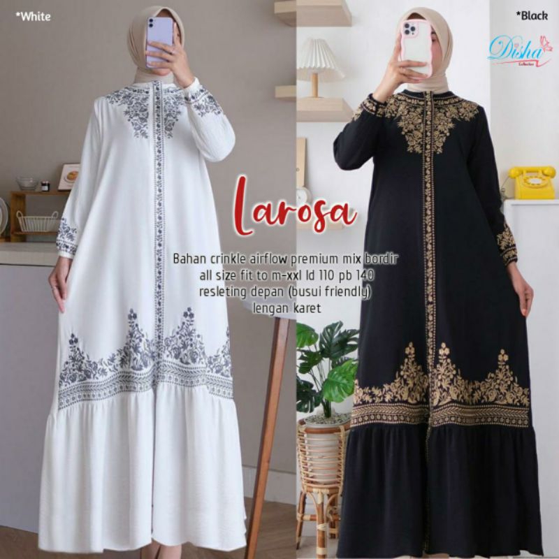 COD LAROSA DRESS HITAM DAN PUTIH AIRFLOW GAMIS HITAM BORDIR
