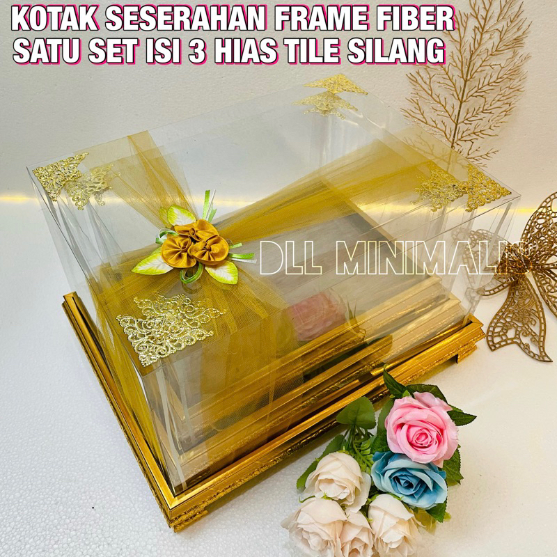 

kotak seserahan pernikahan 1 set lengkap Isi 3 box kotak hantaran parcel mika unik kekinian murah lengkap frame dan mika