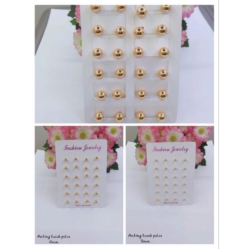 12pasang anting xuping anting tusuk bulat polos anting wanita dewasa remaja