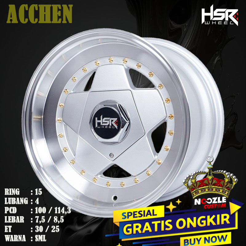 Velg Mobil Celong R15 Baut 4 Pelek Racing HSR Terbaru Ring 15