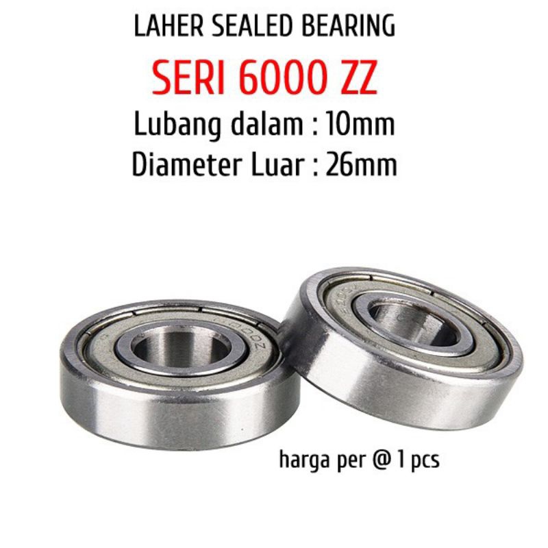 LAHER BEARING HUB FREEHUB 6000 ZZ - LAHER AS RODA SEPEDA SEALED BEARING 6000ZZ