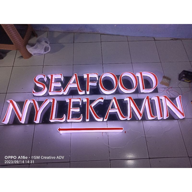 Huruf Timbul Akrilik Nyala LED, Letter Timbul acrylic, 3D Huruf Timbul Murah