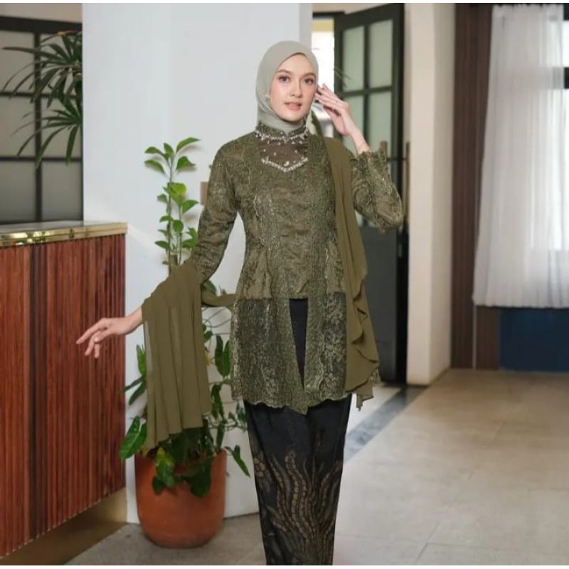 (ADA JUMBO) Couple kebaya Atasan Wanita Kebaya Kutubaru Premium Atasan Kutubaru Slimfit Kebaya Kutubaru Bahan Premium