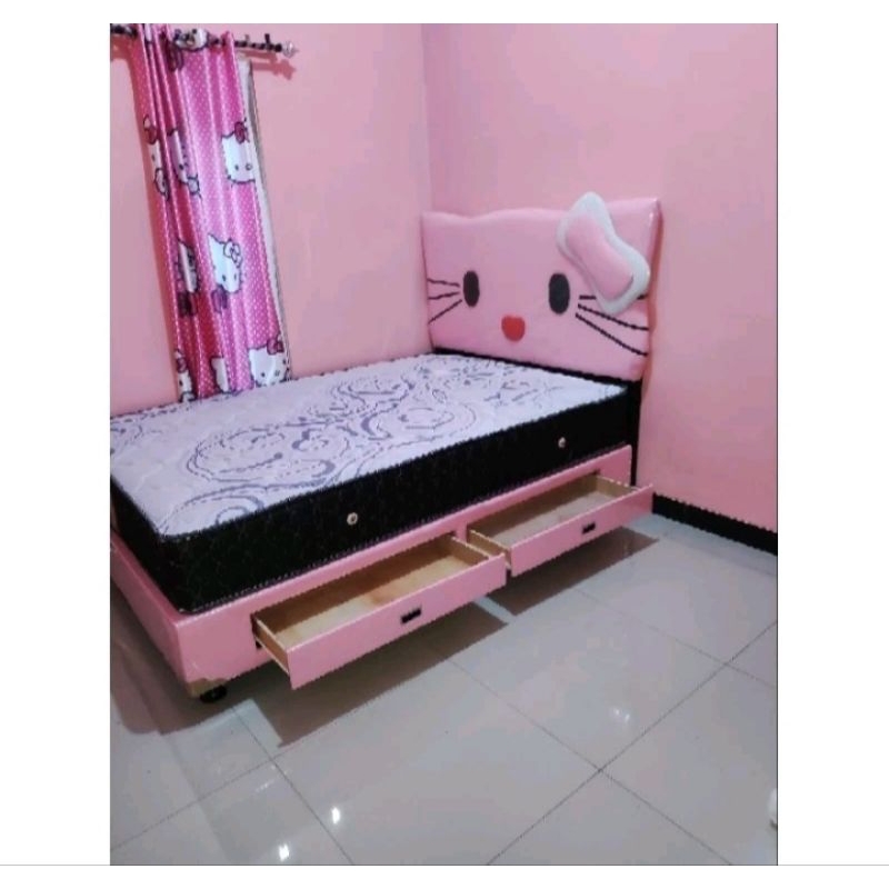 tempat tidur divan karakter anak hello kitty plus laci tanpa kasur