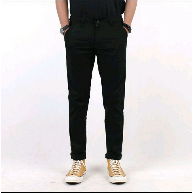Mawi Celana Chinos panjang ~ SLIM FIT Pria~ Hitam