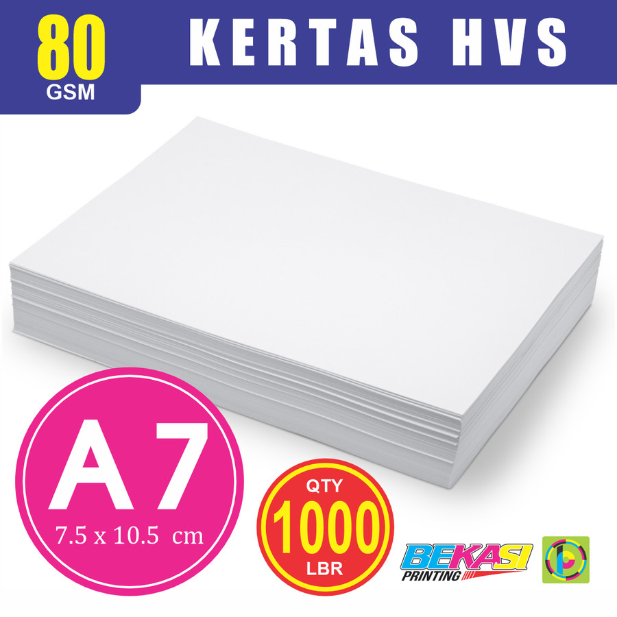 

Kertas HVS 80 GSM Ukuran A7 (7.5x10.5 cm) - 2 RIM (isi 1000 lembar)