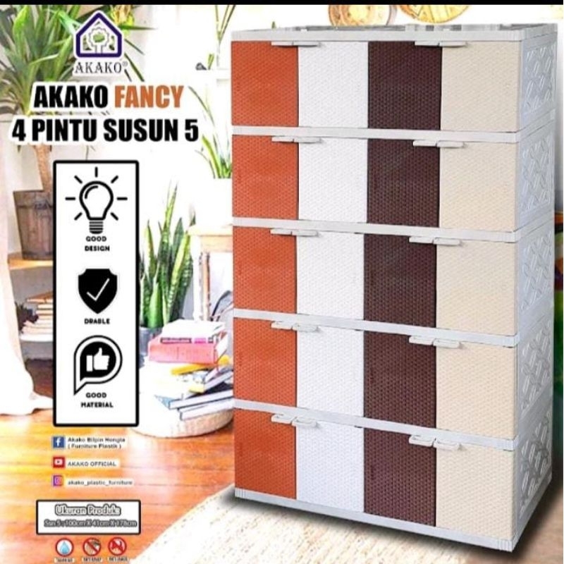 Lemari plastik Akako 20 pintu susun 5 fancy