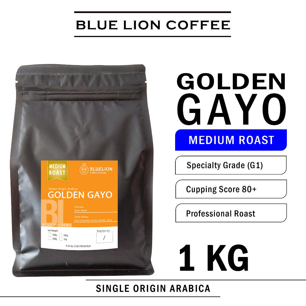 

Blue Lion Coffee Golden Aceh Gayo 1 KG Medium Roast Single Origin Arabica Kopi Biji Bubuk