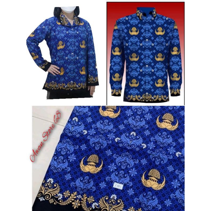 Seragam Baju KORPRI Full Furing Terbaru 2022 Kerah Hitam Batik KORPRI Baju Dinas PNS Pria Wanita Uku