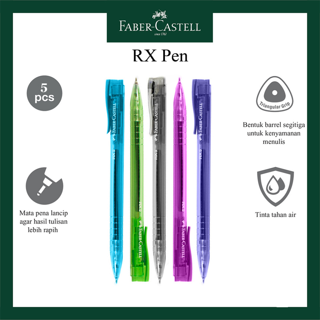 

Paket Pulpen RX Faber Castell 5 Warna Ukuran 0.5 MM