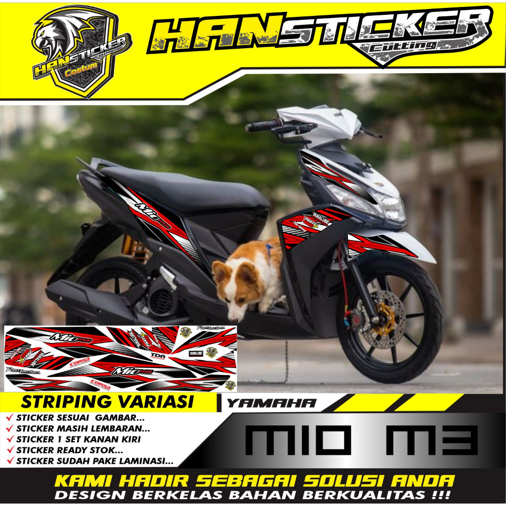 STRIPING MOTOR YAMAHA MIO M3 VARIASI RACING MERAH , MIO M3