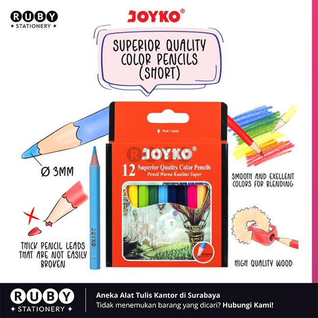 

RUBY STATIONERY Pensil Warna CP-102 12 Warna Joyko - Color Pencils