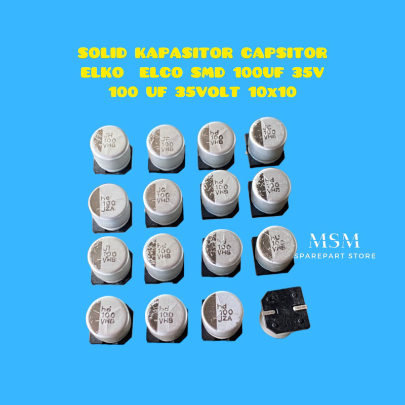 SOLID KAPASITOR CAPSITOR ELKO  ELCO SMD 100UF 35V 100 UF 35VOLT 10x10