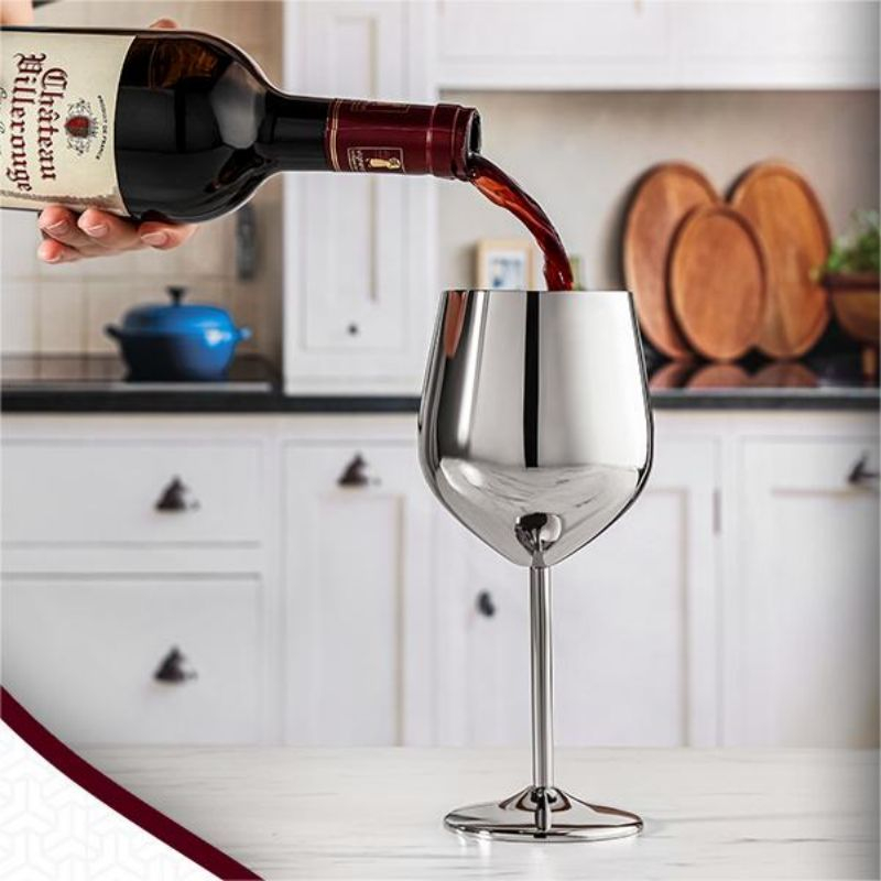 520ml Gelas Minum Wine Stainless Steel Red Wine Glass Emas Perak Gelas Wine Goblet Bar Resto