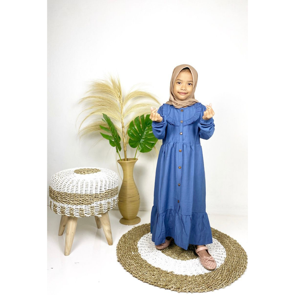 Gamis Anak Perempuan Usia 3-8 Tahun Gamis Polo Linen