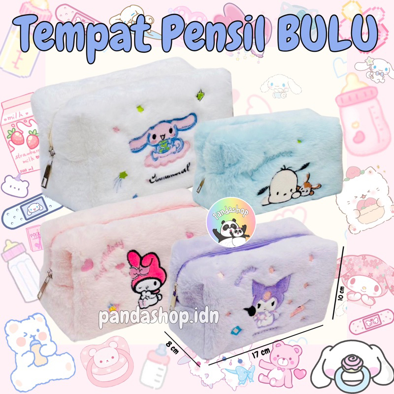 

Tempat pensil bulu boneka lucu jepang cinnamorol melody kuromi pouch kosmetik karakter