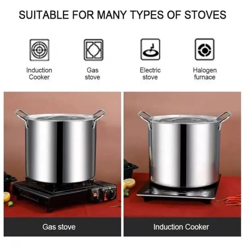 PROMO PANCI STAINLESS STEEL TEBAL STOCKPOT DANDANG STEAMER KUKUSAN PANCI STAINLESS STEEL KUKUS