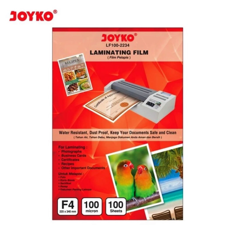 

Plastik Laminating Joyko F4 LF100-2234 Laminating Film