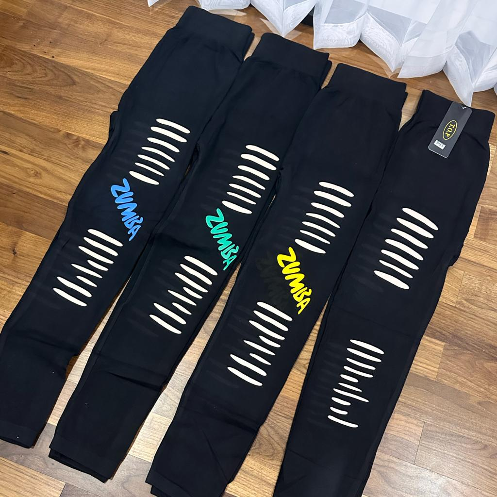 Legging Zumba Sobek - High Waist - Super Stretch - Pinggang Karet - Muat bb 40-90kg - Sangat Melar