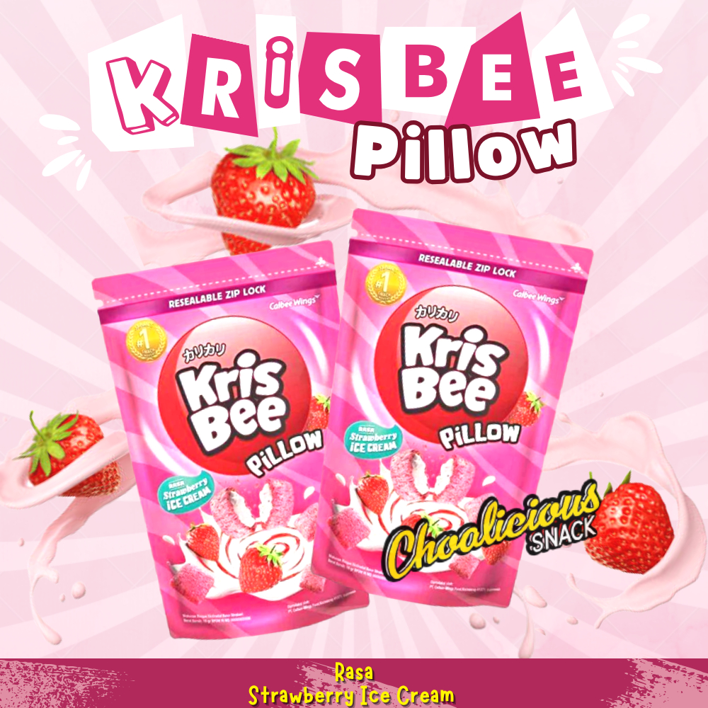 

KRIS BEE PILLOW Rasa Strawberry Ice Cream Snack @100 gram