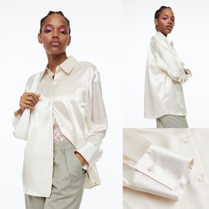 HnM* BLOUSE SATIN - Atasan kemeja blouse wanita