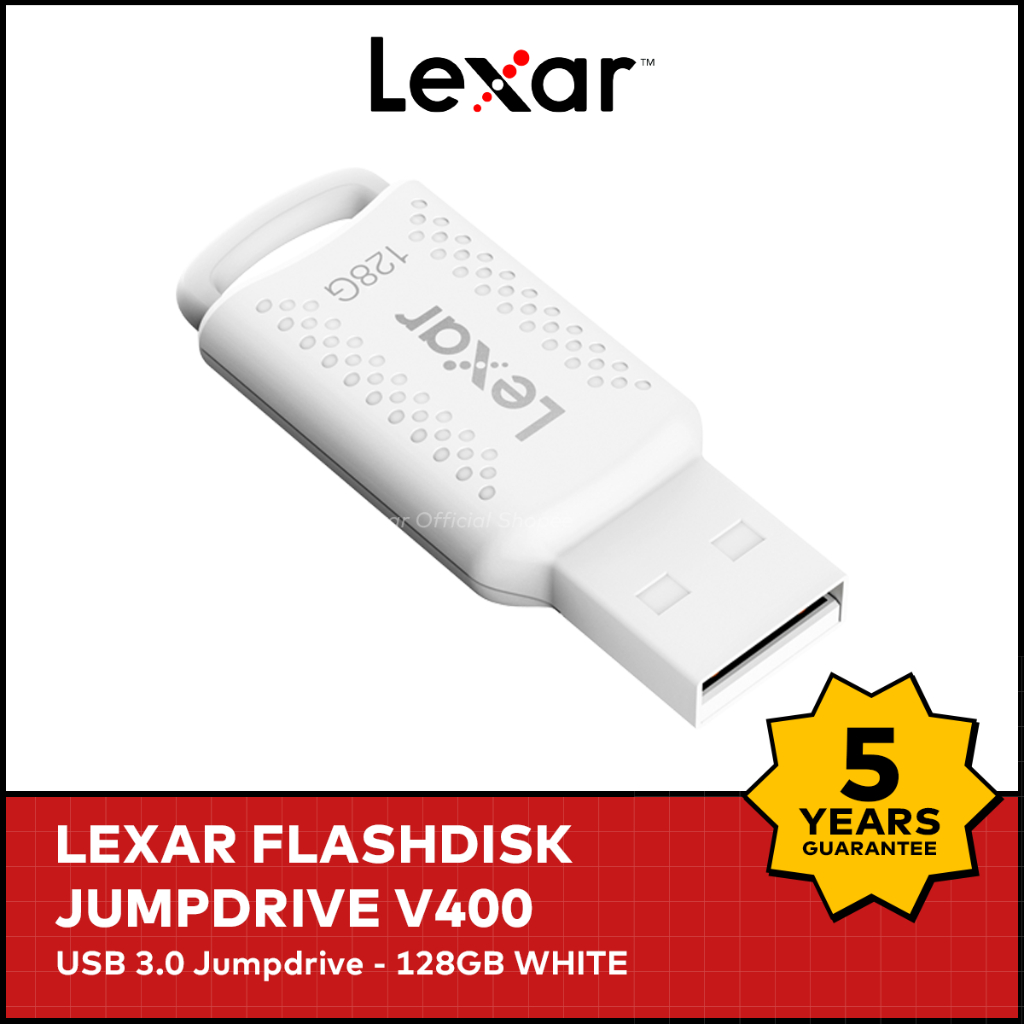 Lexar Flashdisk Jumpdrive V400 Usb 3.0 Flash Drive - 128GB White