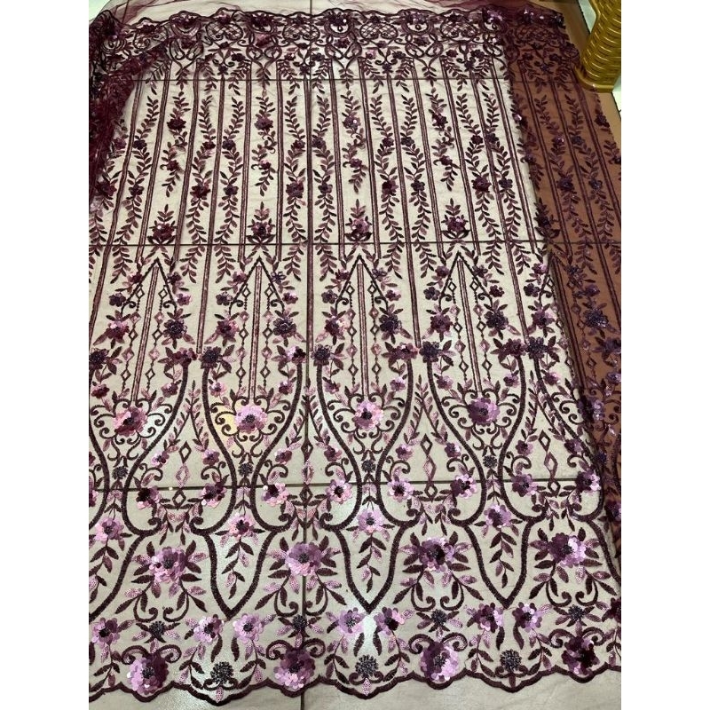 bahan kain tile full payet motif elishab 3D terbaru