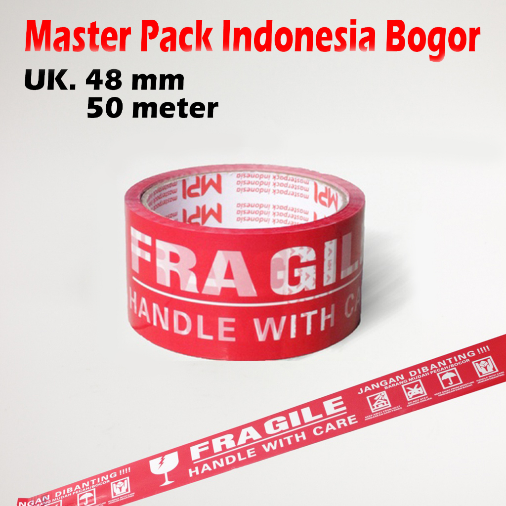 

Lakban Fragile Merah 48 mm x 50 Yard - Handle With Care Jangan Di Banting - MPI