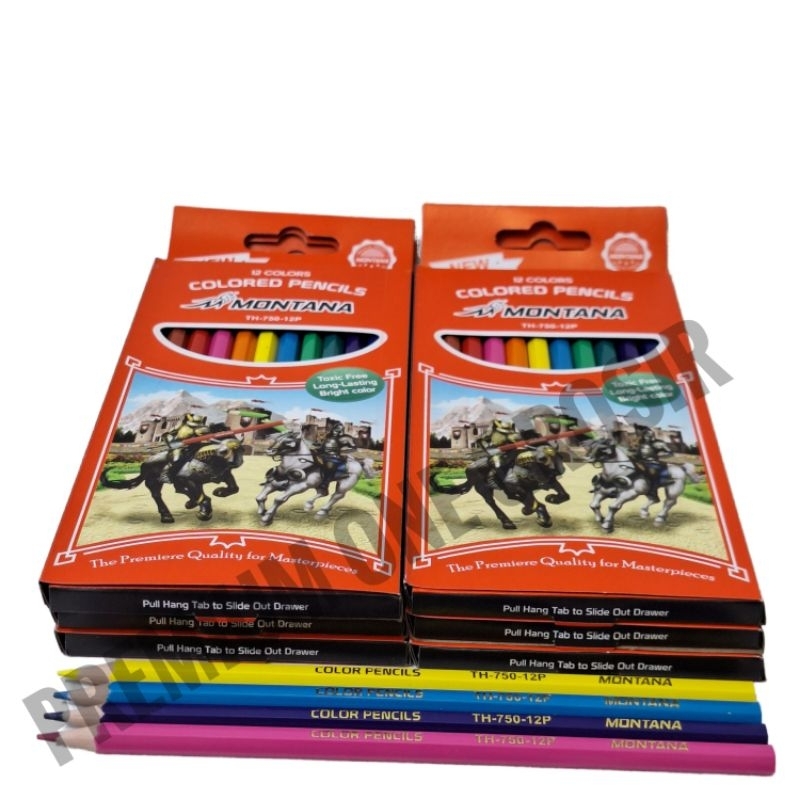 

1 Pak Colored Pencils MONTANA Panjang TH-750-12P Isi 12 Set / Pensil Warna Kayu / Pensil Gambar Warna