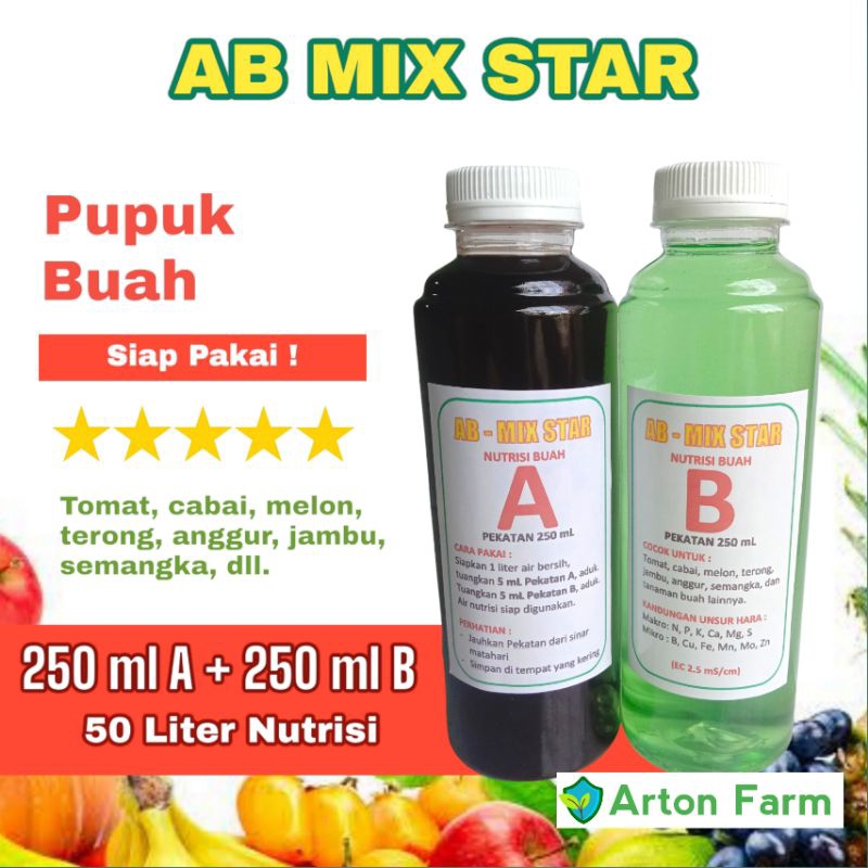 Nutrisi AB MIX Cair Buah 250 ml Nutrisi Hidroponik Siap Pakai | pupuk ab mix hidroponik botol