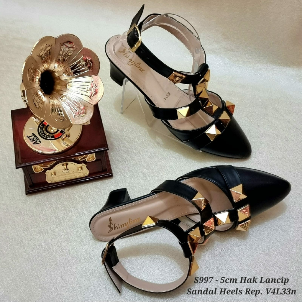 S997 - SHINYLINZ PREMIUM Heels Stud Sandal Sepatu 5cm Sepatu Wanita Bigsize Ukuran Besar Big size Ju