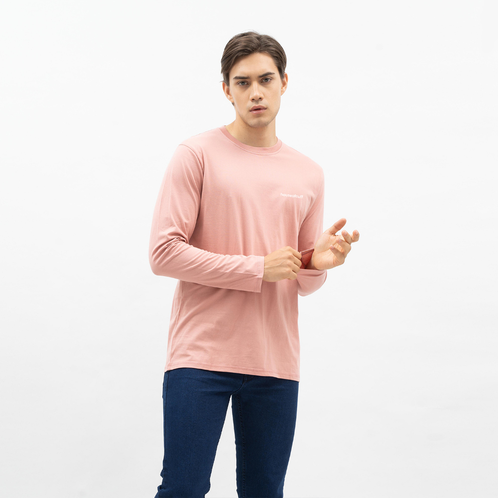 Houseofcuff Kaos Cotton Combed Lengan Panjang Pria Dusty Pink/Fanta