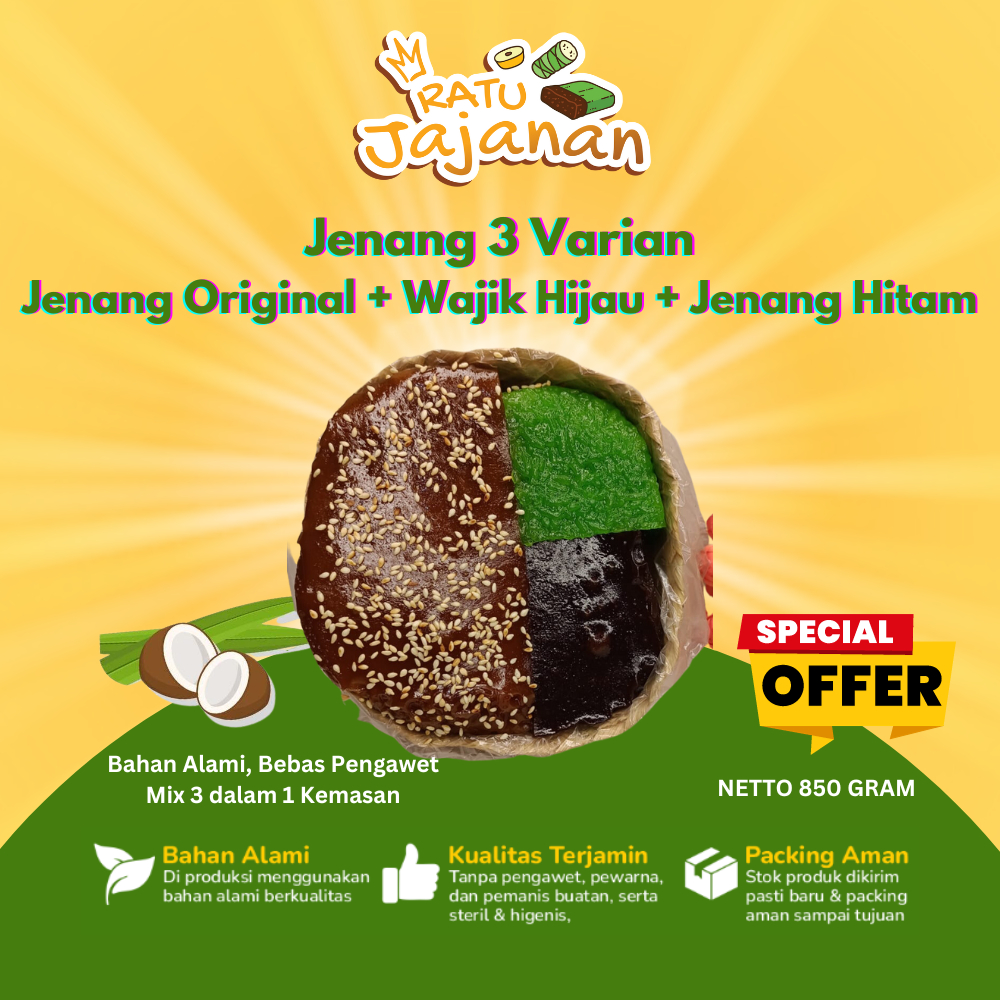 

3 Varian (Jenang Original, Wajik Ijo, Jenang Hitam) Ratu Jajanan