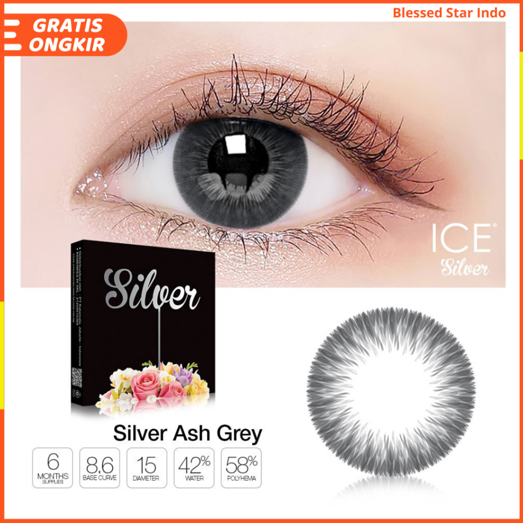 Ice Silver 05 ASH Grey Softlens minus normal by Exoticon