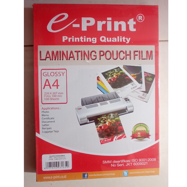 

LAMINATING POUCH FILM GLOSSY EPRINT A4