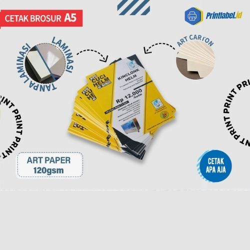 

CETAK BROSUR PRINT BROCHURE CUSTOM UKURAN A6 LAMINASI ATAU TANPA LAMINASI
