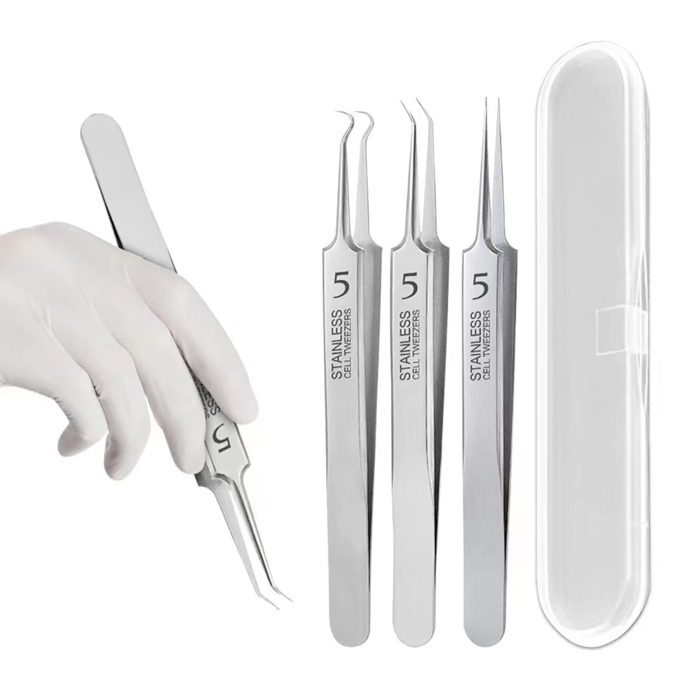 sHopYi- MAANGE 3PCS Set Alat Penghilang Komedo Jerawat Perak Alat Penghilang Jerawat Jerawat 1573