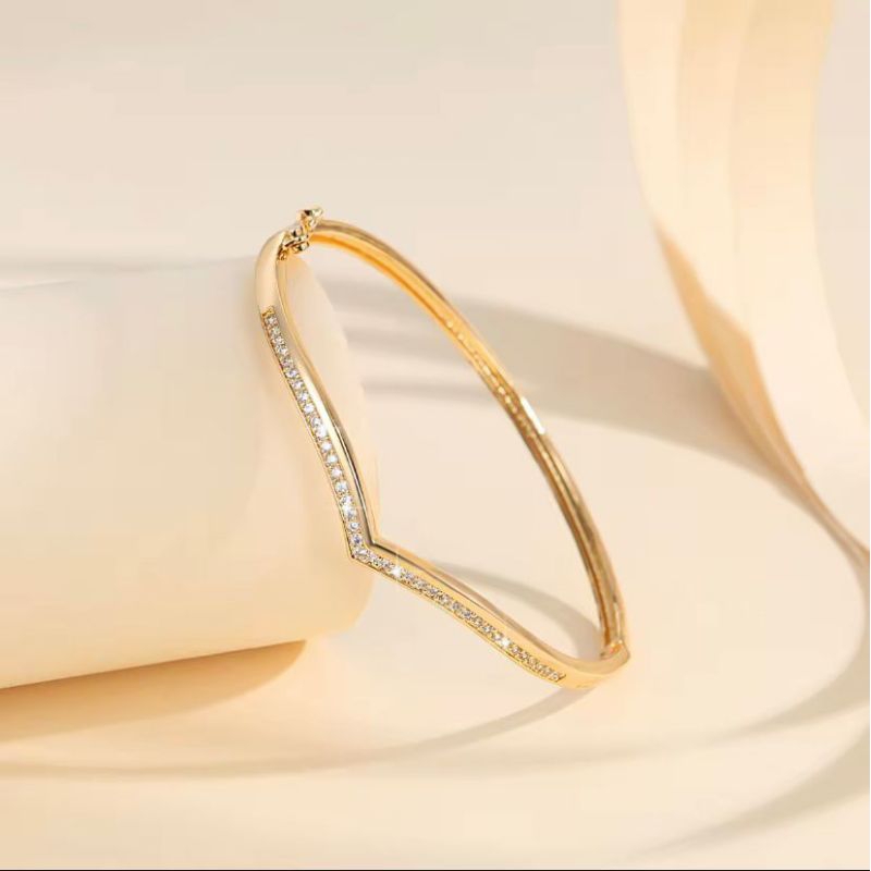 Gelang tangan wanita bangle Fuji titanium asli lapis emas