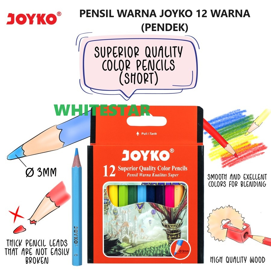 

pensil warna joyko 12 warna - pendek