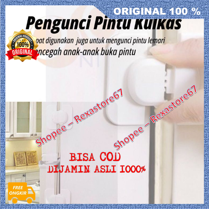 BELI 1 GRATIS 1 Pengaman Pintu Kulkas Serbaguna Kunci Pengaman Pintu Lemari Es Kulkas Laci Anak Baby