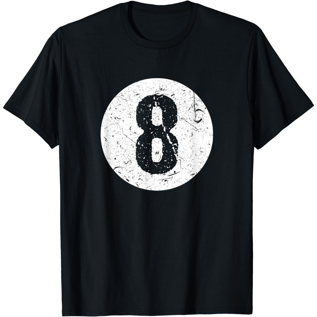 Baju Kaos Dewasa Vintage Faded 8 Ball Billiards Player Design T-Shirt Pakaian Fashion Atasan Distro 