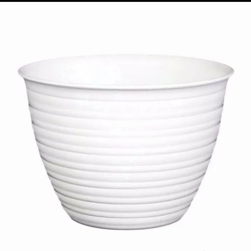 Pot Bunga diamater 18cm  tawon dan Tanaman Plastik Putih  pot 18cm